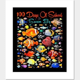 100 Days Of School Swam By Ocean Fishes 100 Days Smarter Kid Posters and Art